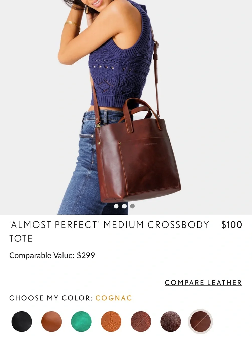 Almost Perfect Medium Tote in Cognac Leather